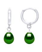 Boucles d'oreilles Créoles en Argent & Perles d'Eau Douce poires vert malachite