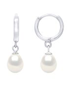 Creolen aus Silber und Süßwasserperlen mit natürlichen weißen Birnenperlen