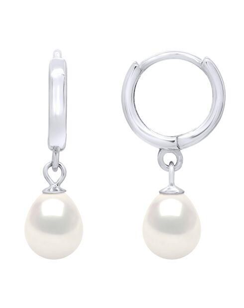 Creolen aus Silber und Süßwasserperlen mit natürlichen weißen Birnenperlen