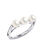 Trilogischer verstellbarer Ring aus Rhodiumsilber und Süßwasserperlen mit naturweißen Knöpfen