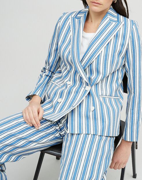 Blauwe vanillejas van katoen en linnen