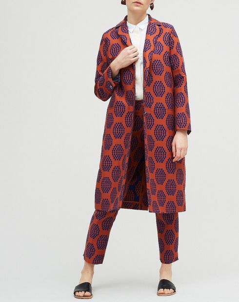 Manteau Gaspard imprimé brun/rouge