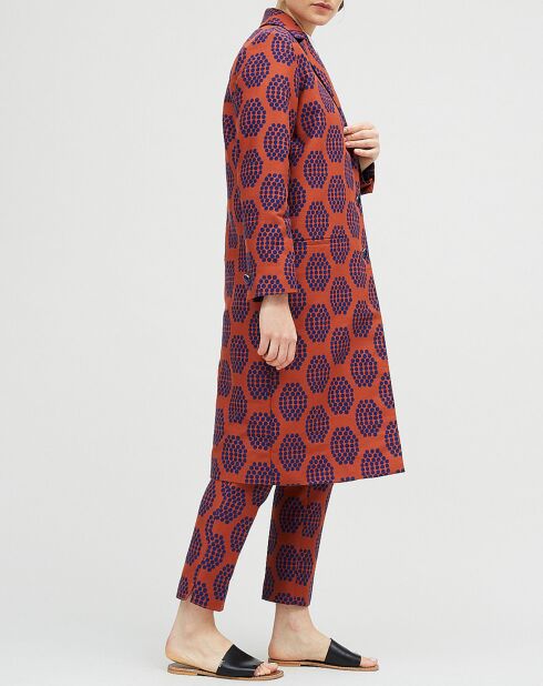 Manteau Gaspard imprimé brun/rouge