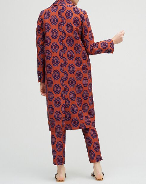 Manteau Gaspard imprimé brun/rouge