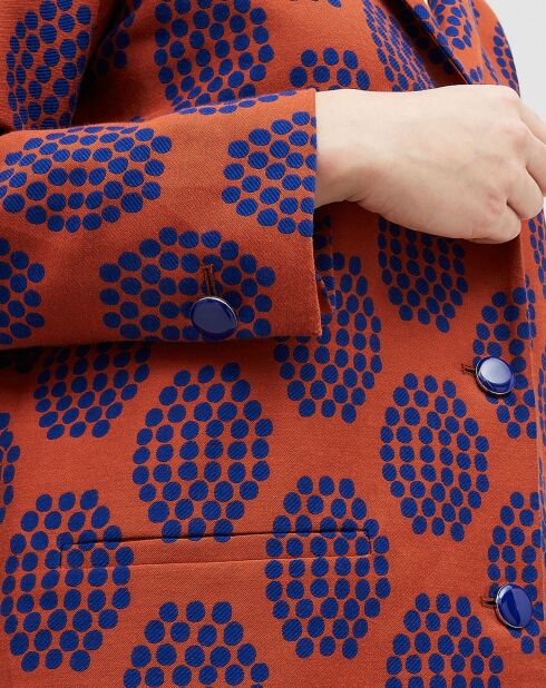 Manteau Gaspard imprimé brun/rouge