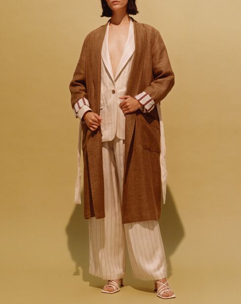 Ralph ecrufarbene Hose aus Leinenmischung