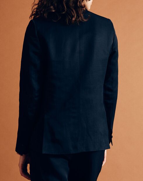 Veste blazer en Lin mélangé Vanille bleu marine