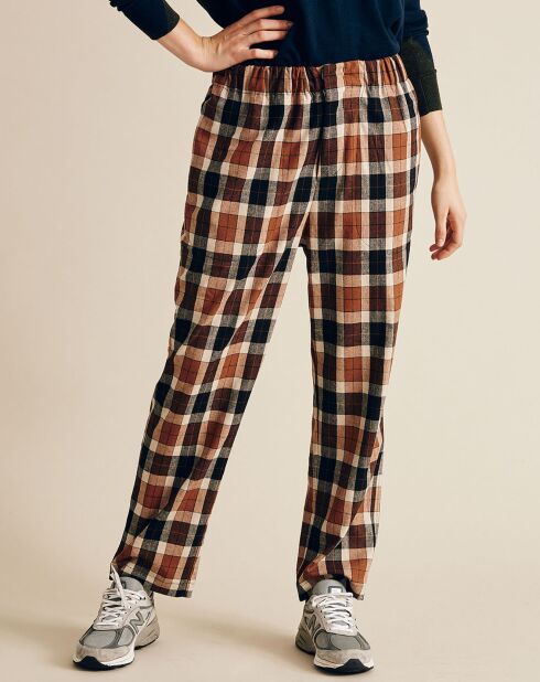 Pantalon en Laine mélangée Proust à carreaux camel/noir
