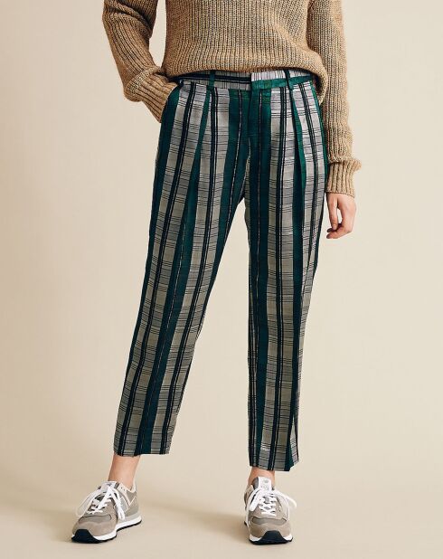 Philou groen/marineblauw/witte broek met print