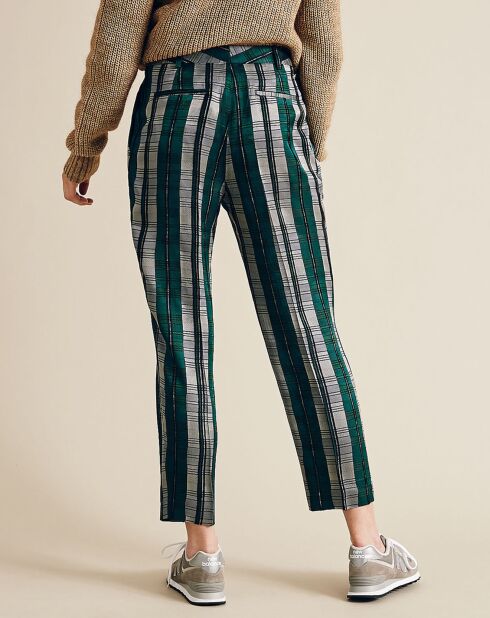 Philou groen/marineblauw/witte broek met print