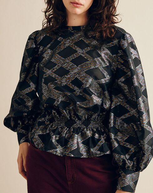 Blouse Beirut imprimée noir/multicolore
