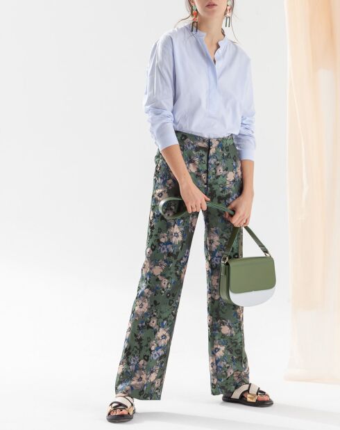 Kaki Paola-broek met bloemenprint