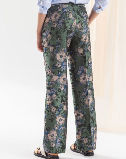 Kaki Paola-broek met bloemenprint