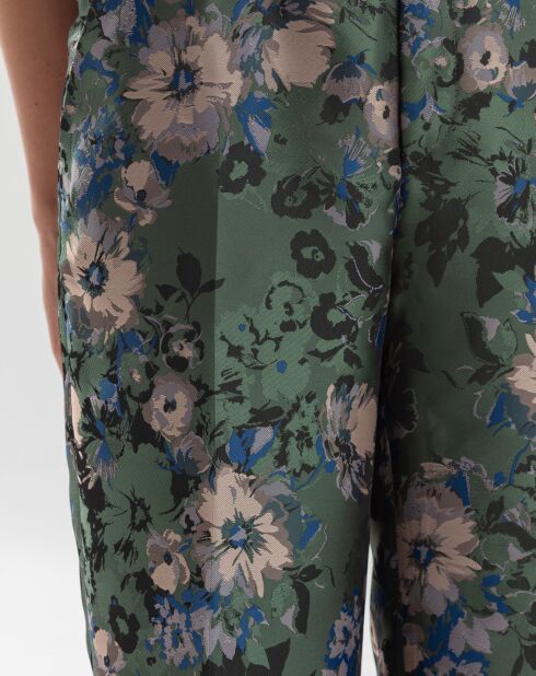 Kaki Paola-broek met bloemenprint