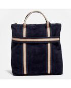Sac à dos en Cuir Gao bleu marine - 37.5x9x37 cm