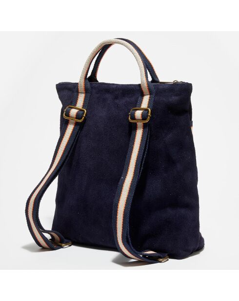 Sac à dos en Cuir Gao bleu marine - 37.5x9x37 cm
