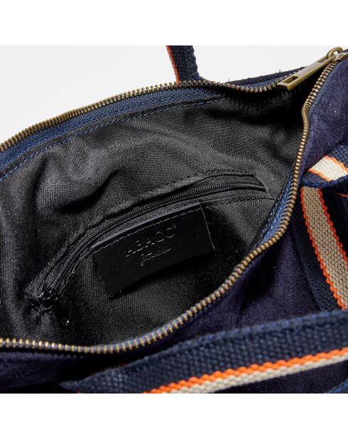 Sac à dos en Cuir Gao bleu marine - 37.5x9x37 cm