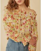 Top Liberty Jane à fleurs vert/multicolore