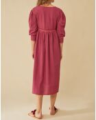 Robe midi brodée Mexico cassis