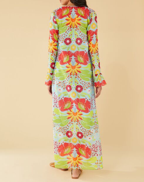 Robe longue Mexico imprimée bleue