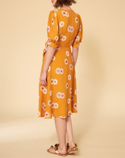 Robe Paquerette imprimée jaune moutarde