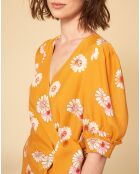 Robe Paquerette imprimée jaune moutarde