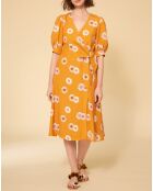 Robe Paquerette imprimée jaune moutarde