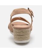 Sandales en Velours de Cuir Ischia beiges - Talon 5,5 cm
