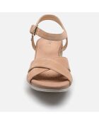 Sandales en Velours de Cuir Ischia beiges - Talon 5,5 cm