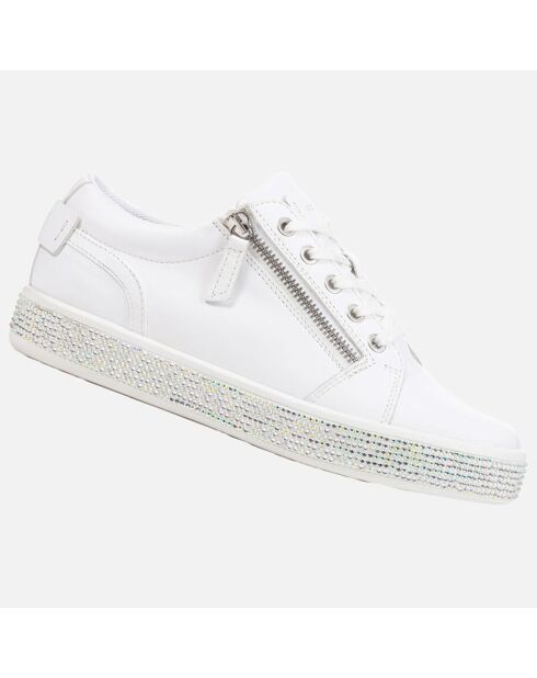 Baskets en Cuir Leelu avec strass blanches