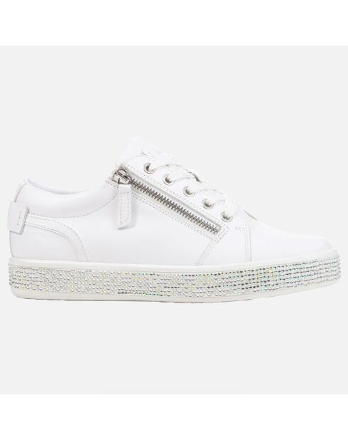 Baskets en Cuir Leelu avec strass blanches