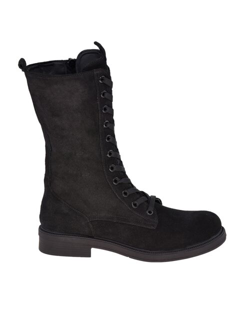 Bottes en Velours de Cuir Emily noires