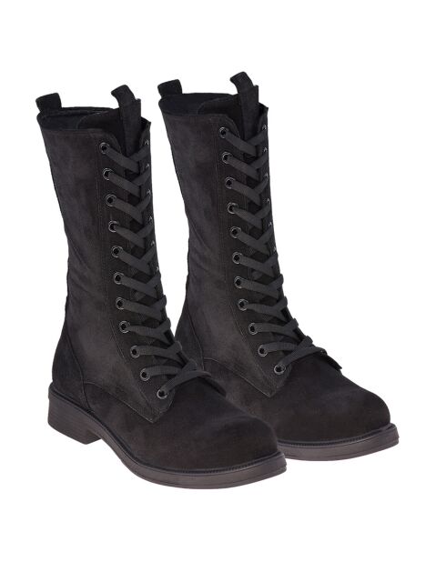 Bottes en Velours de Cuir Emily noires