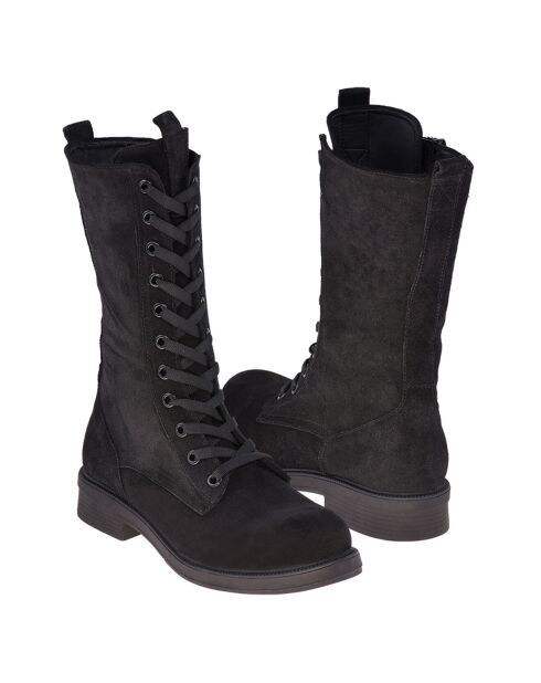 Bottes en Velours de Cuir Emily noires