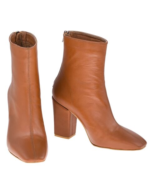 Braune Lederstiefel Karla - 9 cm Absatz