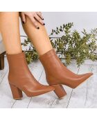 Bottines en Cuir Karla marron - Talon 9 cm