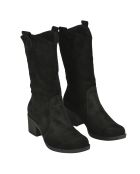 Bottes en Velours de Cuir Marina noires - Talon 5 cm