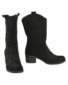 Bottes en Velours de Cuir Marina noires - Talon 5 cm