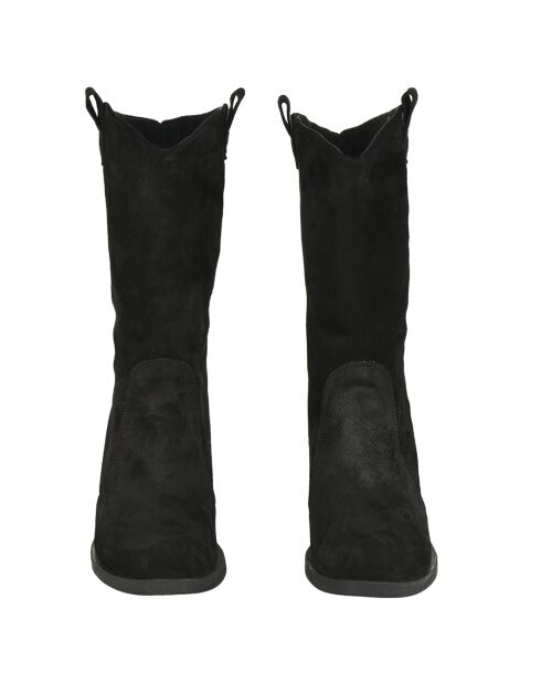 Bottes en Velours de Cuir Marina noires - Talon 5 cm