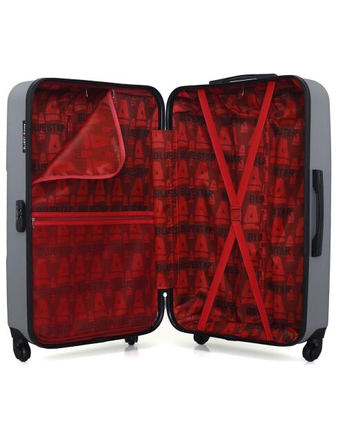 Miami Reisekoffer mit vier Rädern, mit einem Rad, 65 cm, mittelgroß, grau