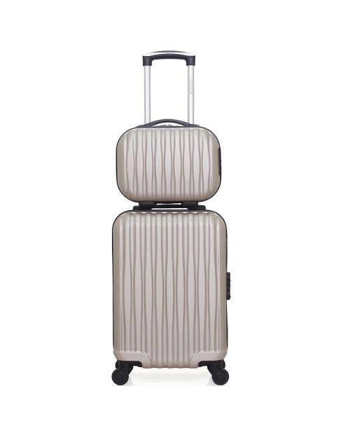 Valise + Vanity 4 roues simples Volga-H 30/50 cm beiges