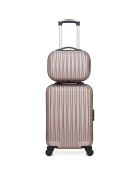 Valise + Vanity 4 roues simples Volga-H 30/50 cm rose doré