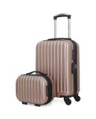 Valise + Vanity 4 roues simples Volga-H 30/50 cm rose doré