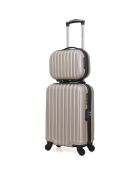 Valise + Vanity 4 roues simples Volga-H 30/50 cm beiges