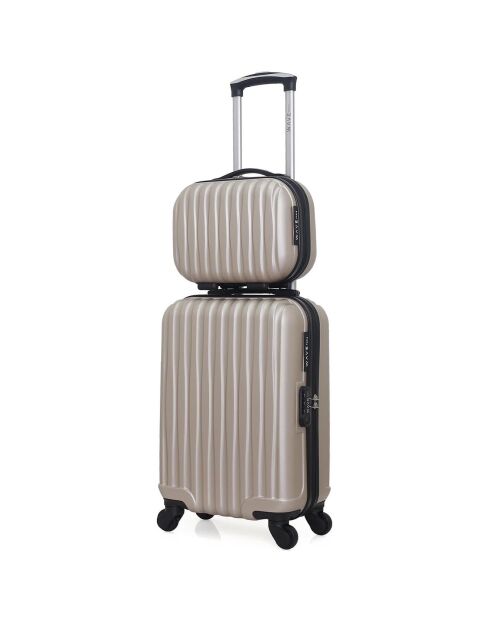 Valise + Vanity 4 roues simples Volga-H 30/50 cm beiges