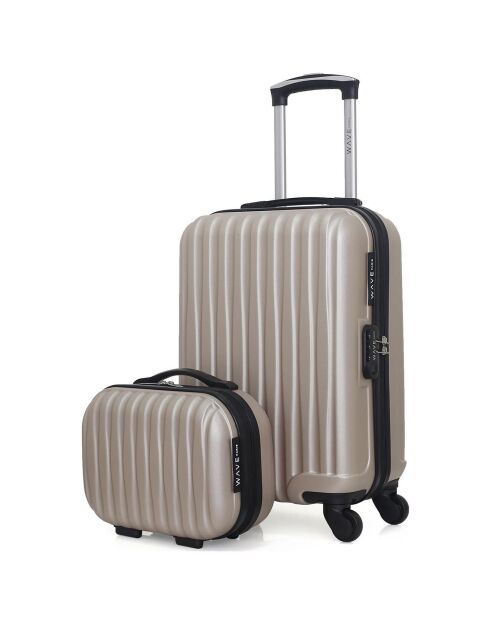 Valise + Vanity 4 roues simples Volga-H 30/50 cm beiges