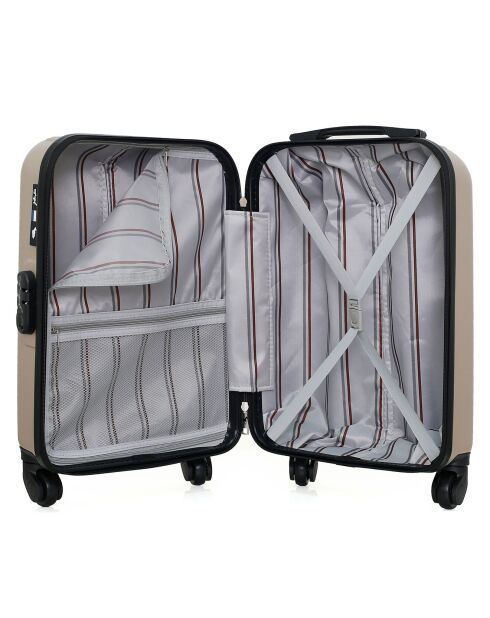 Valise Cabine 4 roues simples Dale 55 cm dorée