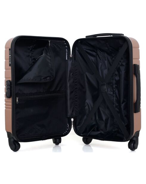 Valise Cabine 4 roues simples Tigre 55 cm rose doré