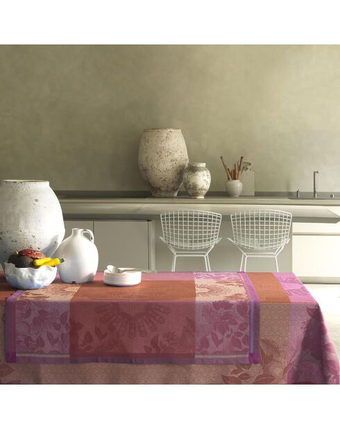 Nappe 100% Lin Jardin d'Orient terracotta