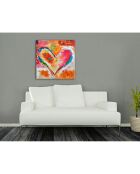 Peinture Coeur multicolore - 80x80 cm